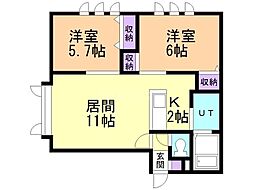 アレックス栄通 2LDKの間取図画像