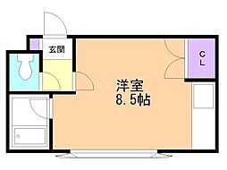 パルコート菊水42 ワンルームの間取図画像