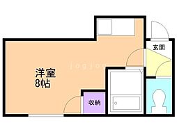 レインボーハイムA ワンルームの間取図画像