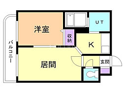 栄通銀座パレス 1階1LDKの間取り
