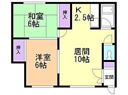 東栄ハウス 2LDKの間取図画像