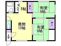東栄ハウス 3階2LDKの間取り