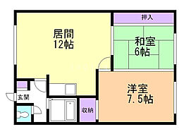 コーポ谷口 2LDKの間取図画像