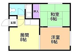 第2坂本ビル 3階2LDKの間取り
