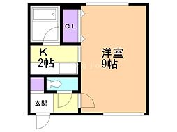 プチフローラK 1Kの間取図画像