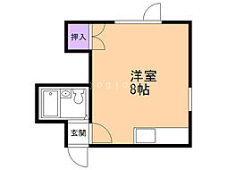 サンホームMS樹むら 2階ワンルームの間取り