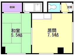 ポッシュビル南郷 2階1DKの間取り
