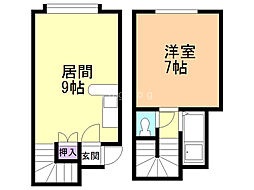 グリューンベーク 1階1LDKの間取り
