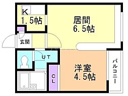 ダイアナ白石ヒルズ2 1LDKの間取図画像
