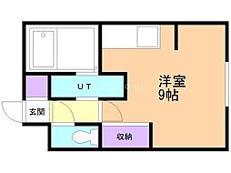 札幌市営東西線 菊水駅 徒歩3分の賃貸マンション 4階ワンルームの間取り