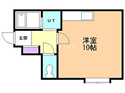 グリュスゴット南郷 3階ワンルームの間取り