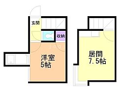 パルハイム栄通 1階1LDKの間取り