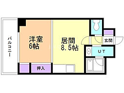 クリスタルコート 4階1LDKの間取り