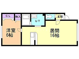 ハイツ栄信Ｆ 1階1LDKの間取り