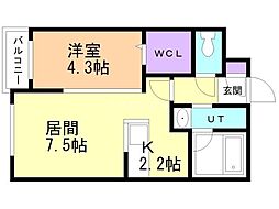 札幌市営東西線 南郷7丁目駅 徒歩6分の賃貸マンション 3階1LDKの間取り