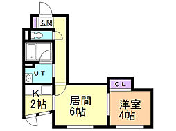 カラバオ白石 1LDKの間取図画像