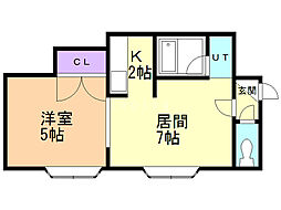 ワインヒルズ 3階1LDKの間取り