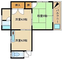 JR総武線 平井駅 徒歩8分の賃貸マンション 4階2Kの間取り