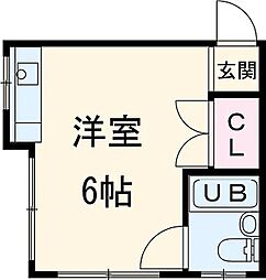 平井三松ハイム 2階ワンルームの間取り