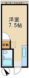 JR総武線 平井駅 徒歩20分の賃貸アパート 2階ワンルームの間取り