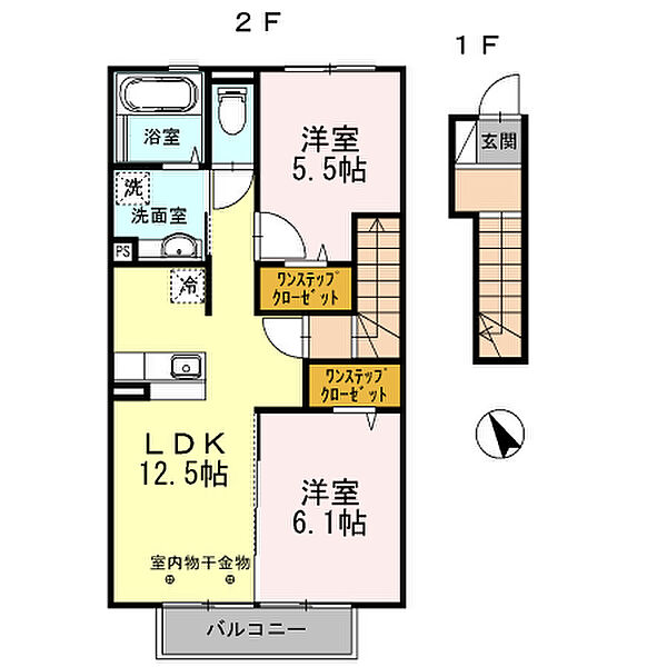 兵庫県高砂市高砂町猟師町(賃貸アパート2LDK・2階・57.80㎡)の写真 その2