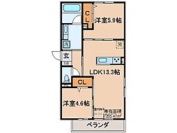カメリア 2LDKの間取図画像