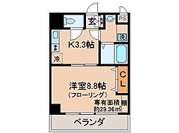 グランフォート伏見 1Kの間取図画像