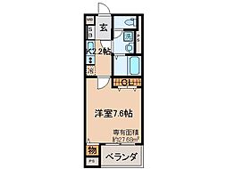 パレス山科西野 1Kの間取図画像