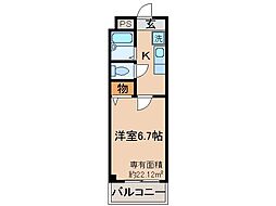 クレール山陵 1Kの間取図画像