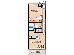 ドエル・ボーリウム 1LDKの間取図画像