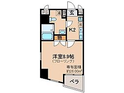 エスポワール椥辻 1Kの間取図画像