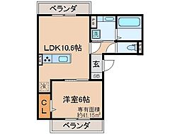グランスタ花山 1LDKの間取図画像