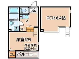 ハーモニーテラス景勝町 1Kの間取図画像