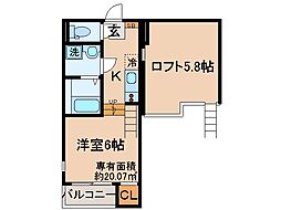 ハーモニーテラス景勝町 1Kの間取図画像