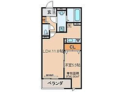 ラシーネ伏見弐番館 1LDKの間取図画像