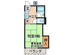 ハイツ岡本 1Kの間取図画像