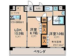 音羽ハイツ 2LDKの間取図画像