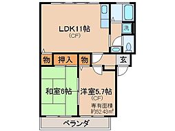 グランシャリオF棟 2LDKの間取図画像