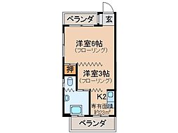 山科御陵小堀マンション 2Kの間取図画像