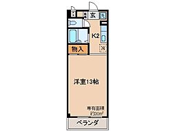 グランパティキサイチ 1Kの間取図画像