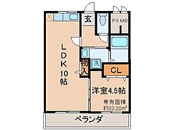 グランブルー宇治 1LDKの間取図画像