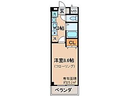 フロラシオン 1Kの間取図画像