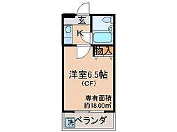 ベルメゾン2番館 1Kの間取図画像
