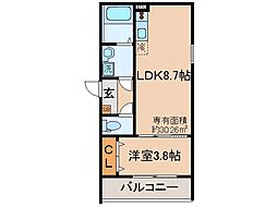 (仮称)ジーメゾン石田ルディア 1LDKの間取図画像