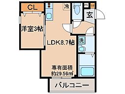 (仮称)ジーメゾン石田ルディア 1LDKの間取図画像