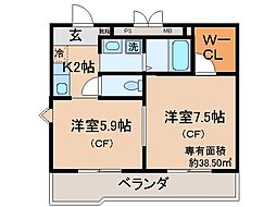 サンガーデン・山科 2Kの間取図画像