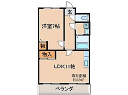 ロイヤルハイツ秀 1LDKの間取図画像