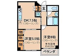 セントアミュー 2DKの間取図画像