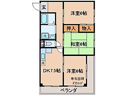 リバービュウ桃山 3DKの間取図画像