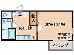 マーベラス椥辻 1Kの間取図画像